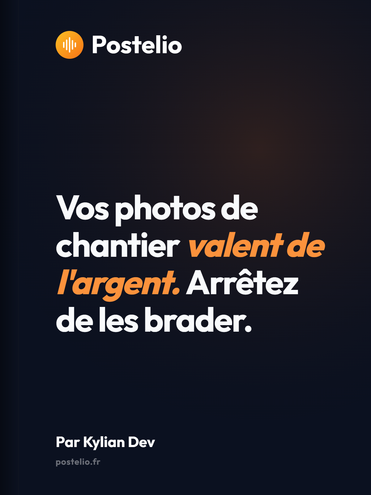 Vos photos de chantier valent de l'argent. Arrêtez de les brader.